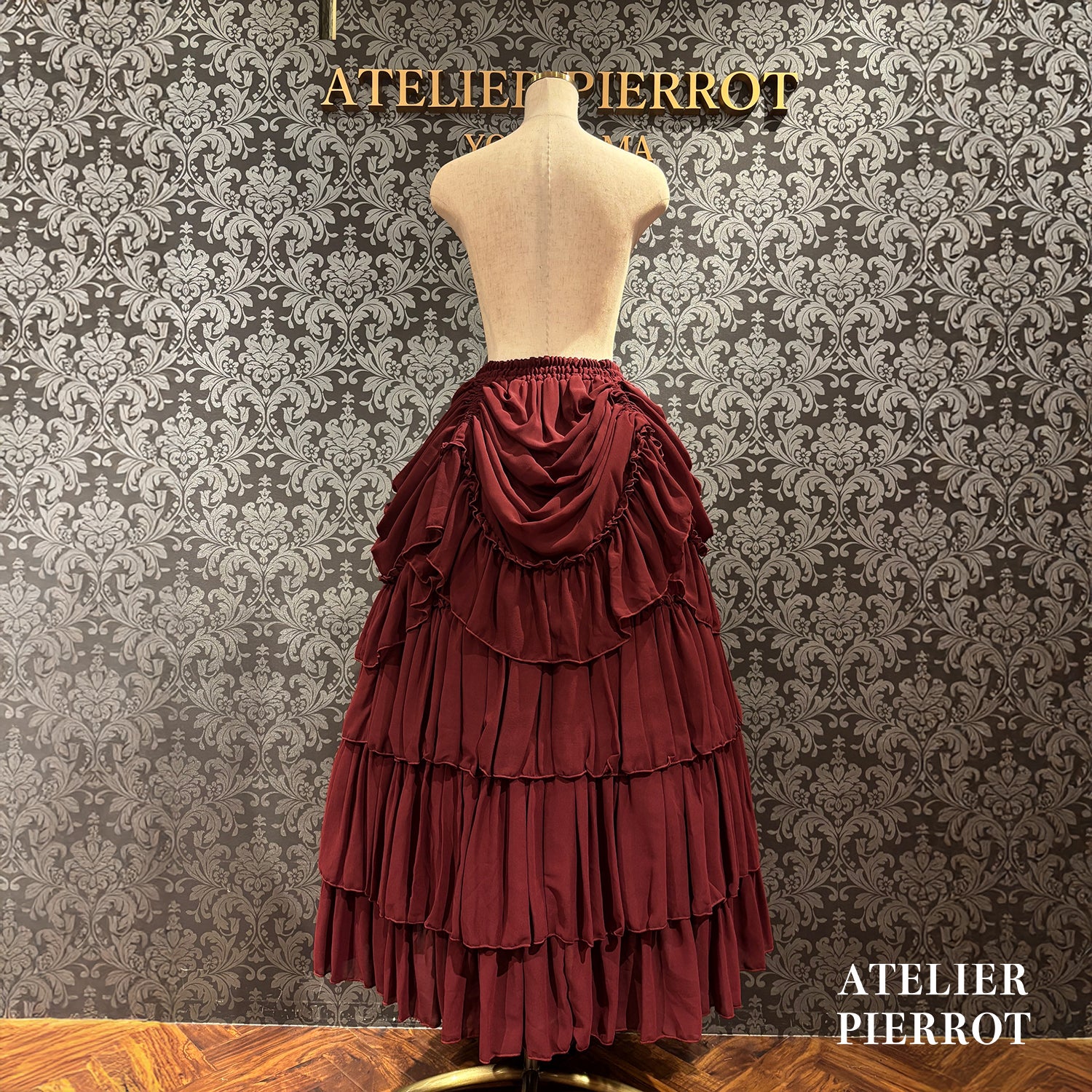 【ATELIER PIERROT】玫瑰裙长白色/波尔多/紫色/黑色
