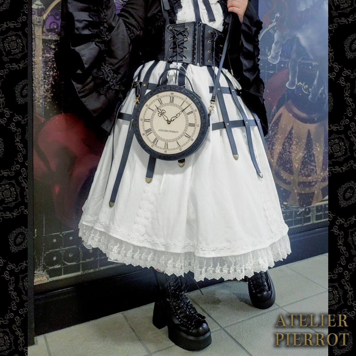 【ATELIER PIERROT】“Aeon” Clock Shoulder Bag ブロンズ/ブラック