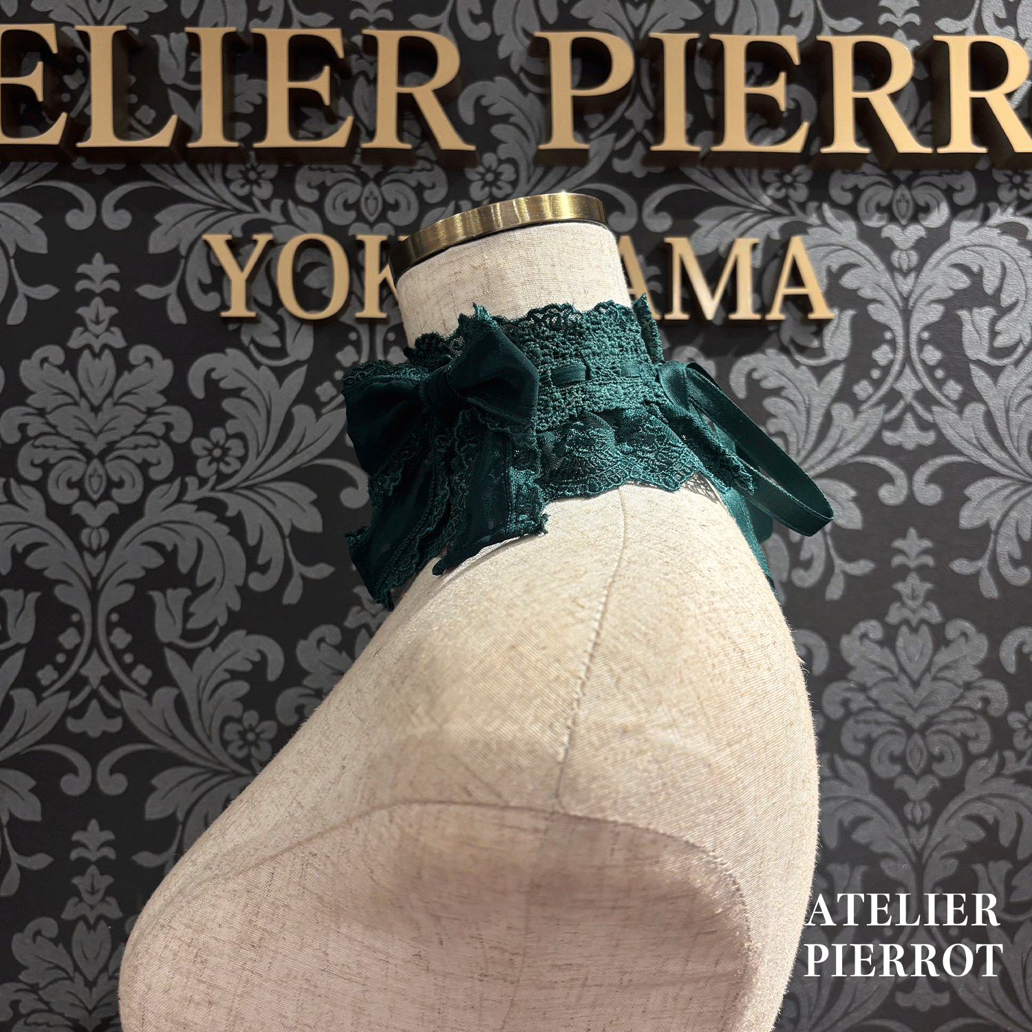 【ATELIER PIERROT】带蕾丝的宽限期螺丝白色/波尔多/紫色/绿色/海军/黑色