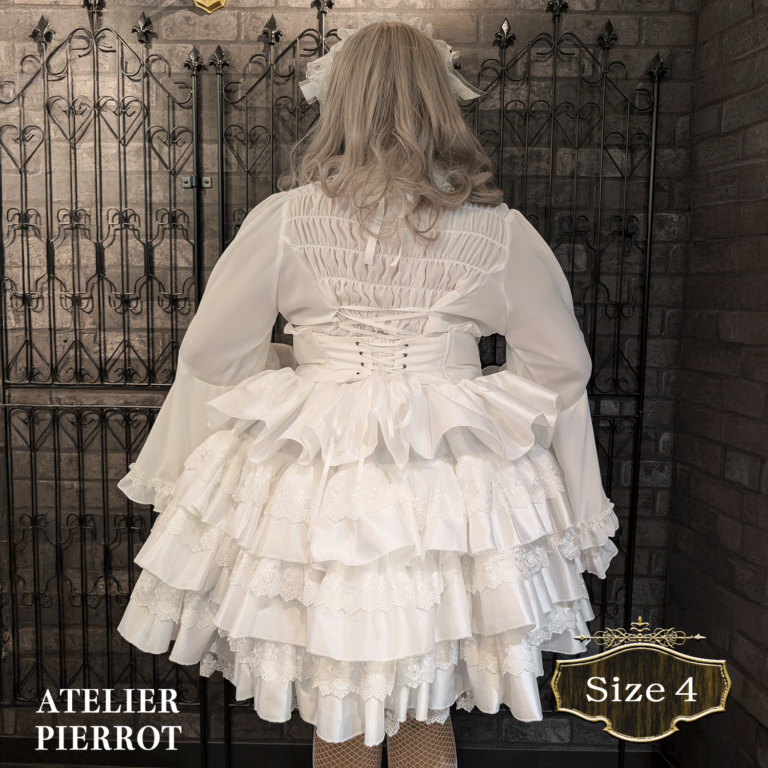 【ATELIER PIERROT【Mini Corset Skirt +尺寸白色/波尔多/紫色/海军/黑色×白色/黑色尺寸2 /尺寸3 /尺寸4
