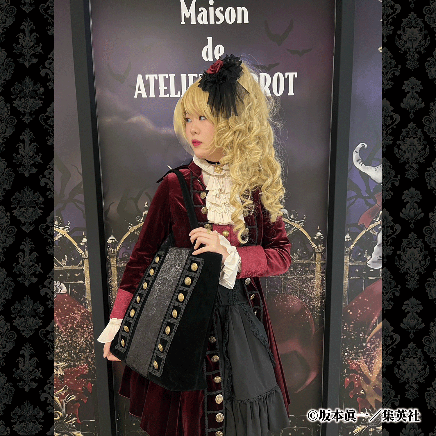 【ATELIER PIERROT】 「 イノサン 」トートバッグ -Gothic Lolita Tote Bag- ワイン/ブラック