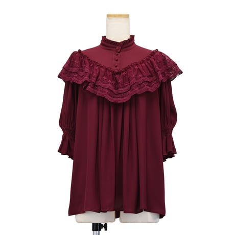 【Sheglit】シェグリット "Edelweiss"シフォンブラウス ホワイト/ボルドー/ブラック
