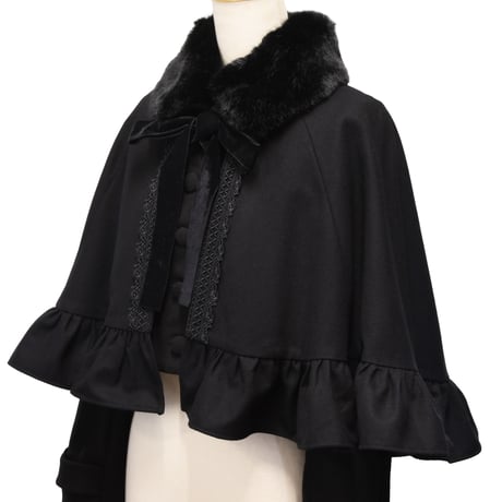 【Sheglit】シェグリット ●予約●"Gretel"ショートケープコート ブラック Mサイズ/Lサイズ