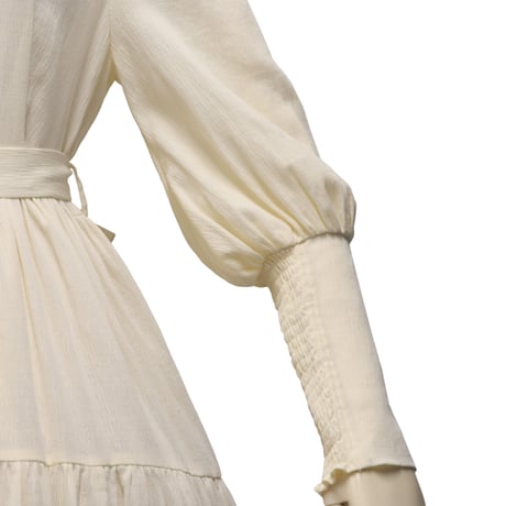 【Sheglit】シェグリット 睡蓮のティアードドレス アイボリー/ダルブルー/ブラック