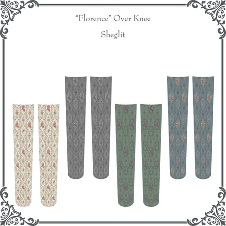 【Sheglit】シェグリット ●予約●Florence Over Knee グレーアイボリーモスグリーンダルブルー