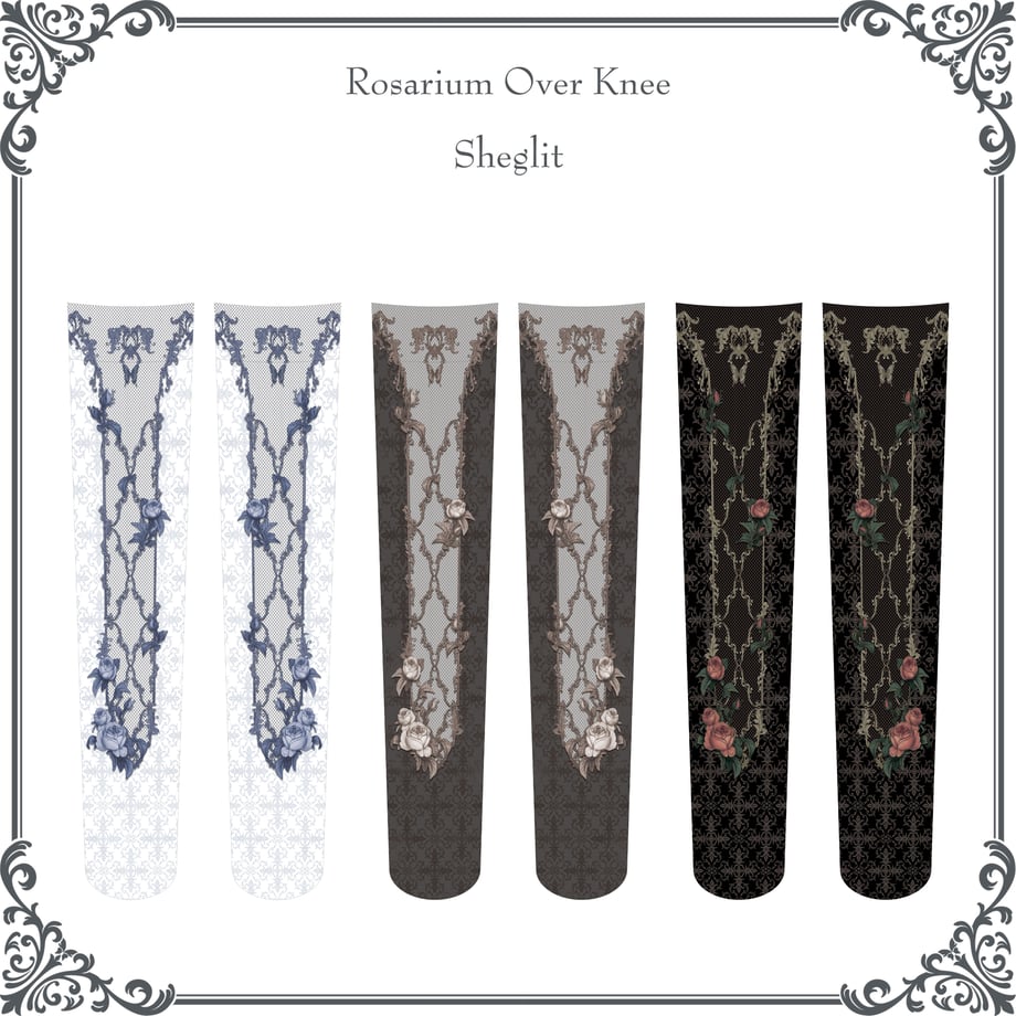 【Sheglit】シェグリット ●予約●Rosarium Over Knee グレー/ブラック