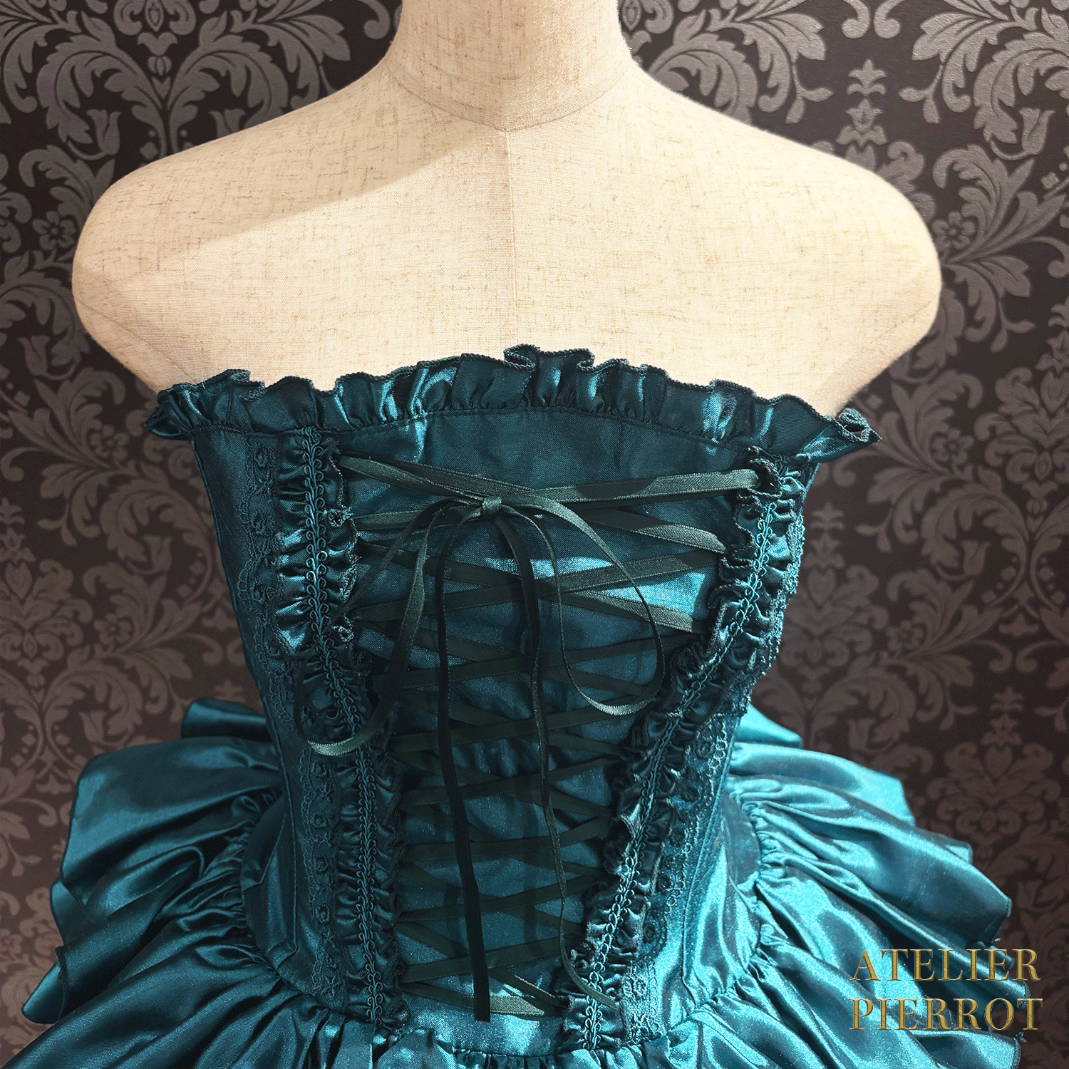 【ATELIER PIERROT】 Vestido mini corsé, blanco/rosa/saxofón/púrpura/verde/azul marino/negro x blanco/negro★Período de pedido hasta el domingo 5 de octubre★