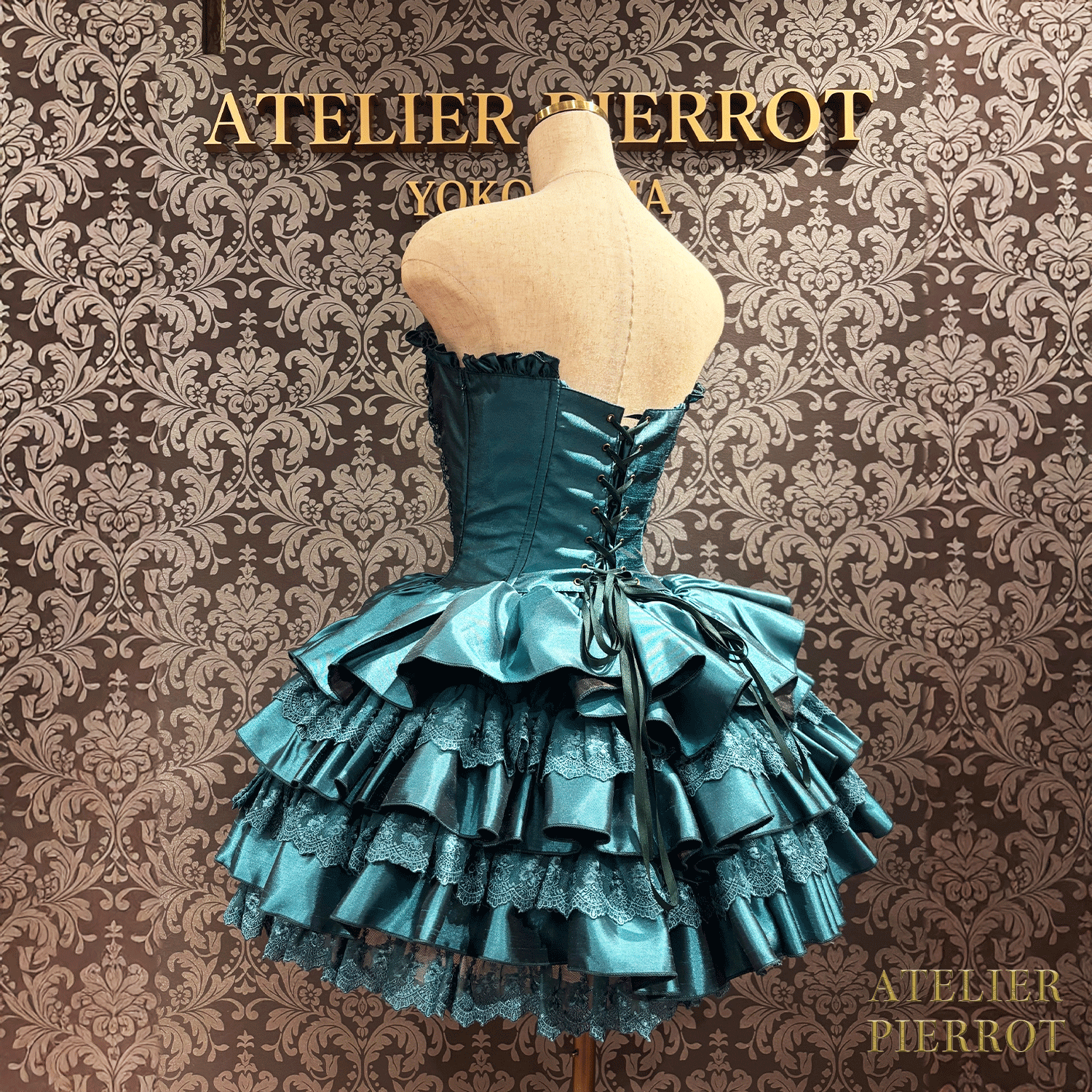 【ATELIER PIERROT】 ミニコルセットワンピース ホワイト/ピンク/サックス/パープル/グリーン/ネイビー/ブラック×ホワイト/ブラック