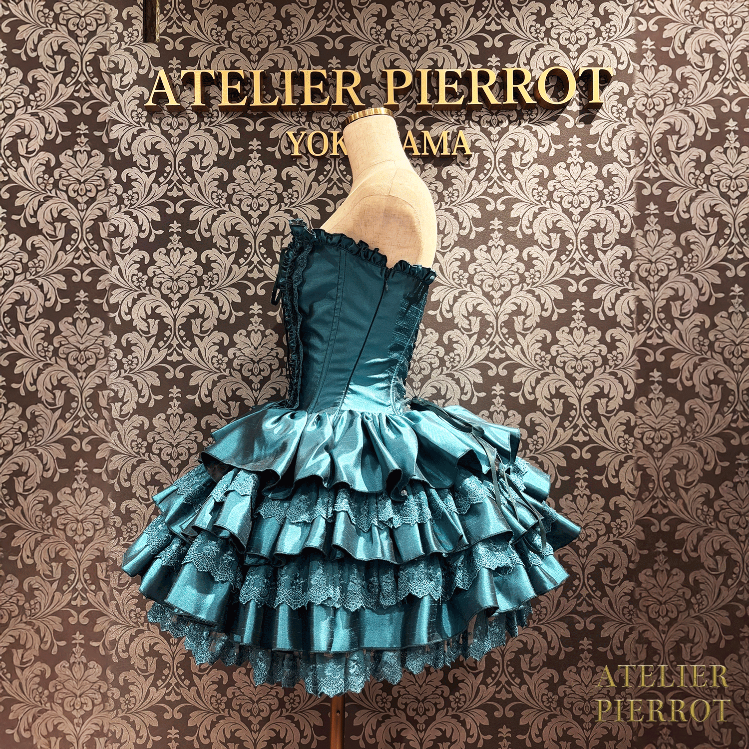 【ATELIER PIERROT】 ミニコルセットワンピース ホワイト/ピンク/サックス/パープル/グリーン/ネイビー/ブラック×ホワイト/ブラック