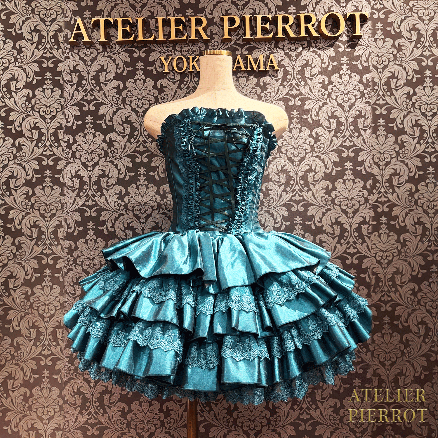 【ATELIER PIERROT】 Vestido mini corsé, blanco/rosa/saxofón/púrpura/verde/azul marino/negro x blanco/negro★Período de pedido hasta el domingo 5 de octubre★