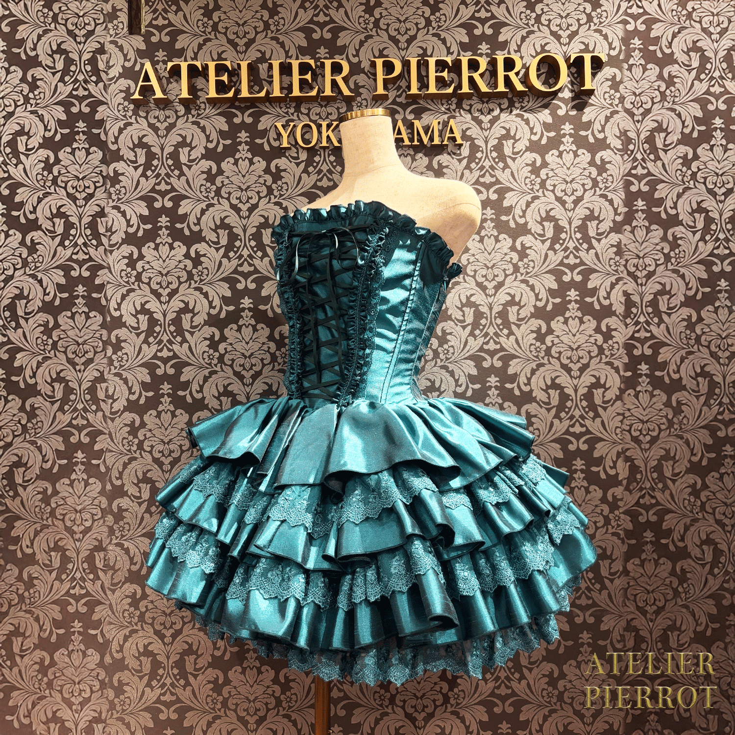 【ATELIER PIERROT】 Vestido mini corsé, blanco/rosa/saxofón/púrpura/verde/azul marino/negro x blanco/negro★Período de pedido hasta el domingo 5 de octubre★