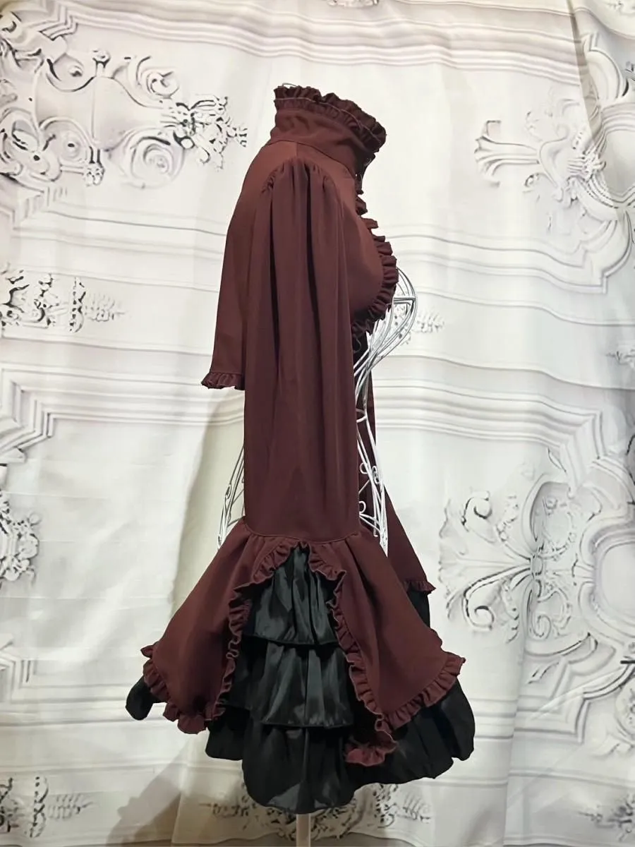 【MARBLE】マーブル 配色切り替えデコラティブワンピース:えんじワンピース×えんじボレロ