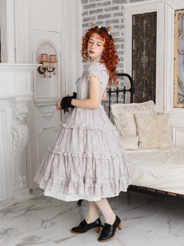【Victorian maiden】ヴィクトリアンメイデン レーシーブーケティアードドレス アイボリー/グレージュ/ペールブルー/ブラック ★受注期間11月24日まで★