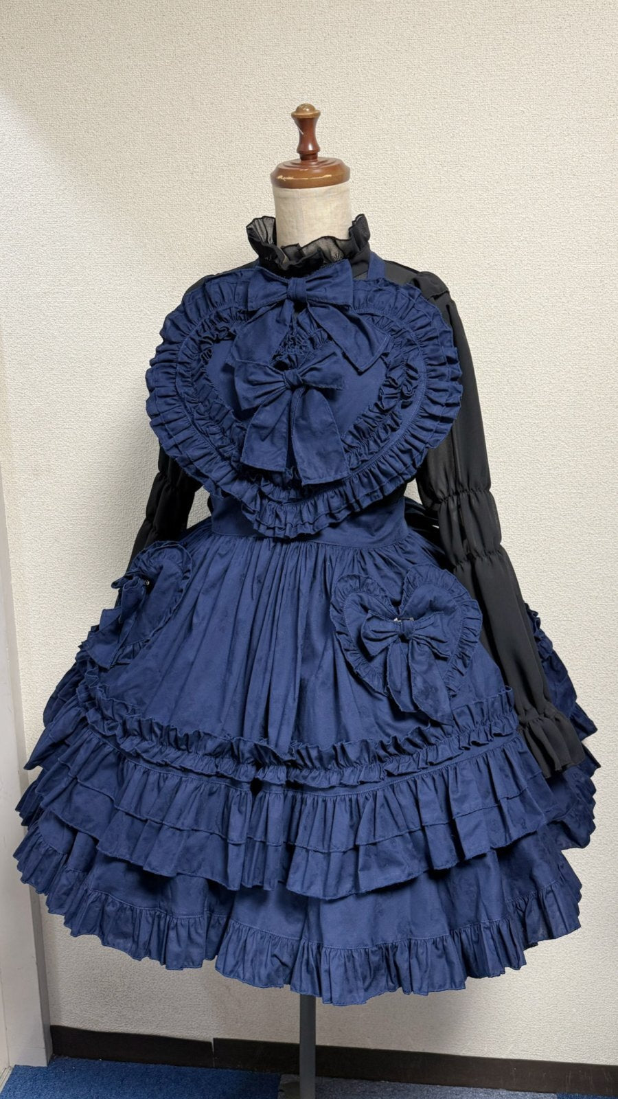 【Physical Drop】フィジカルドロップ ハートエプロン+スカートセット【紺】