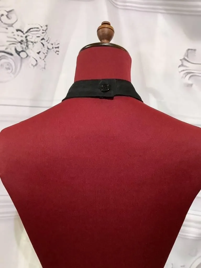 【MARBLE】マーブル パール付きクラシカルゴシック調タイ:黒ストライプベロア×黒レース