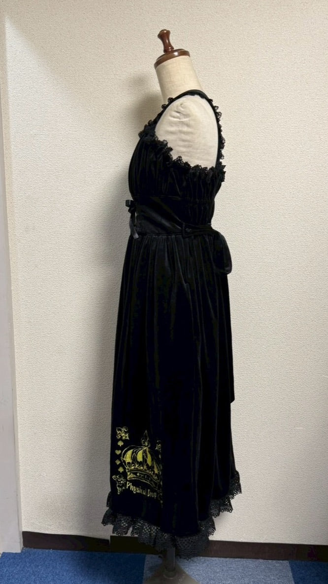 【Physical Drop】フィジカルドロップ 王冠刺繍別珍ジャンパースカート【黒】