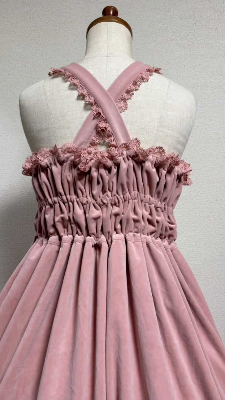 【Physical Drop】フィジカルドロップ 王冠刺繍別珍ジャンパースカートピンク】