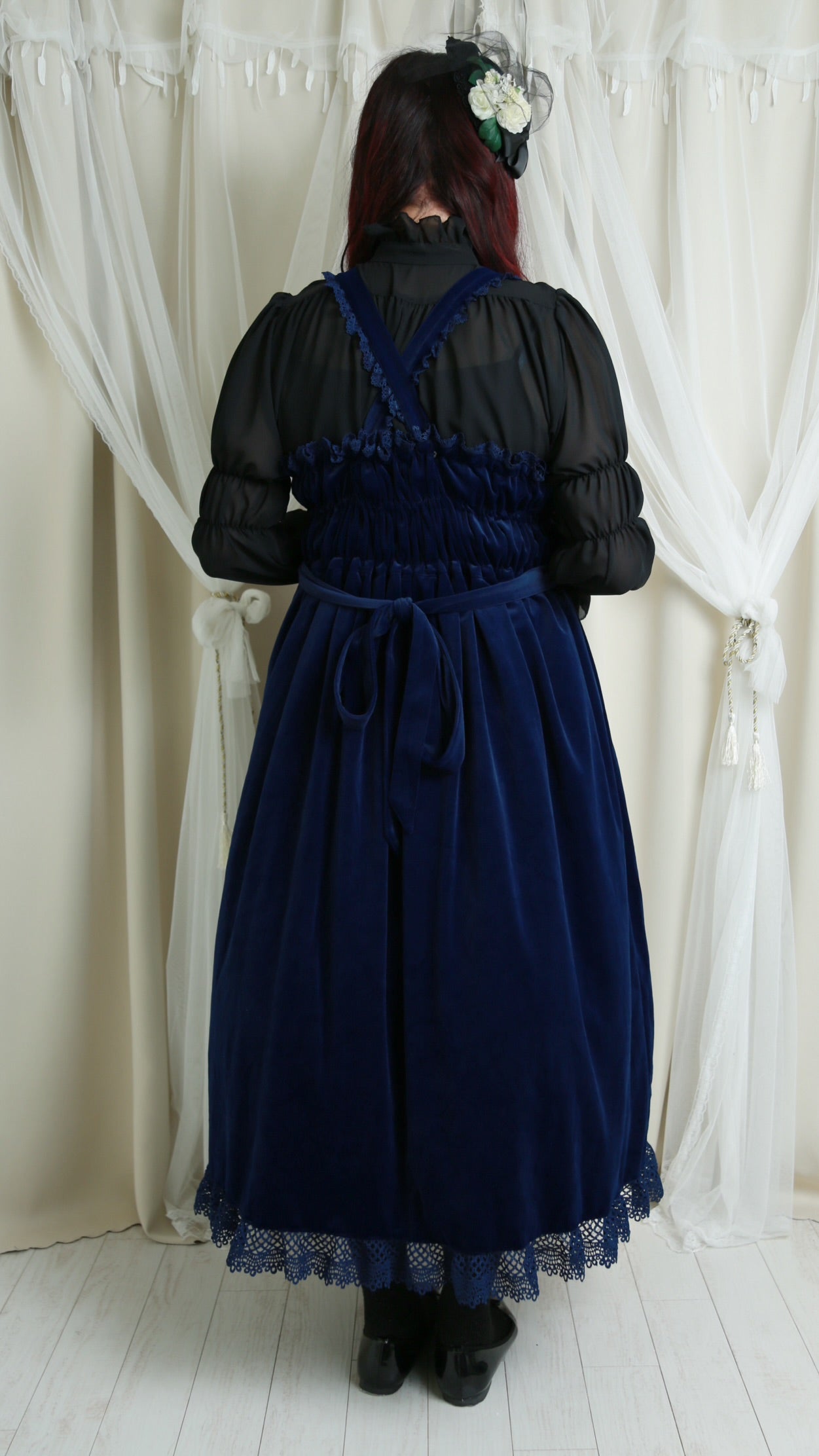 【Physical Drop】フィジカルドロップ 王冠刺繍別珍ジャンパースカート【紺】