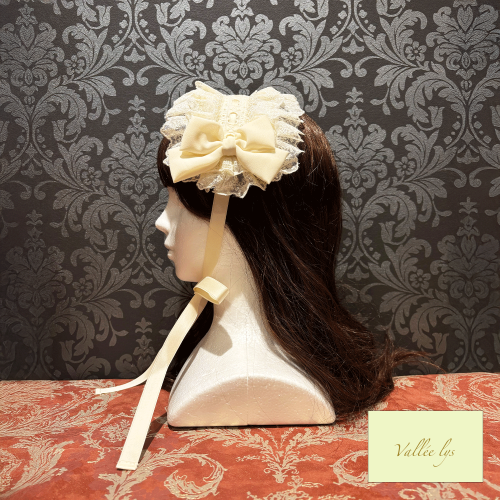 【Vallée lys】ヴァレリス Lace Enchantment Headdress White/Ivory/Wine/Purple/Navy/新色Green/Black×White/Black