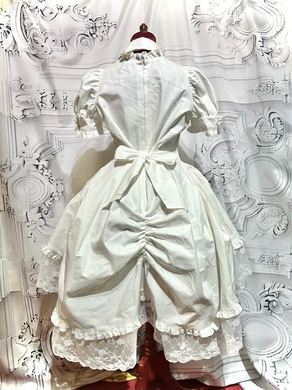 【MARBLE】マーブル 別衿・姫袖付きドレスワンピース:白×白フリル★SALE対象外★