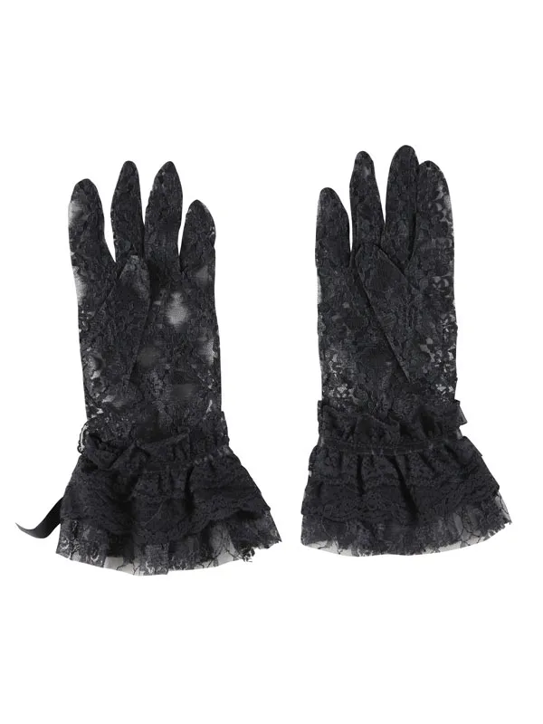 【MARBLE】マーブル ショートグローブ:黒レース