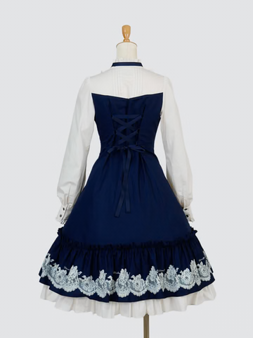 【Victorian maiden】ヴィクトリアンメイデン ★ご予約受付中★ vintageレースプリントサテンメニーリボンドールドレス