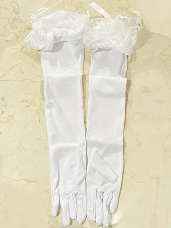 【MARBLE】マーブル バラつきロンググローブ:白サテン