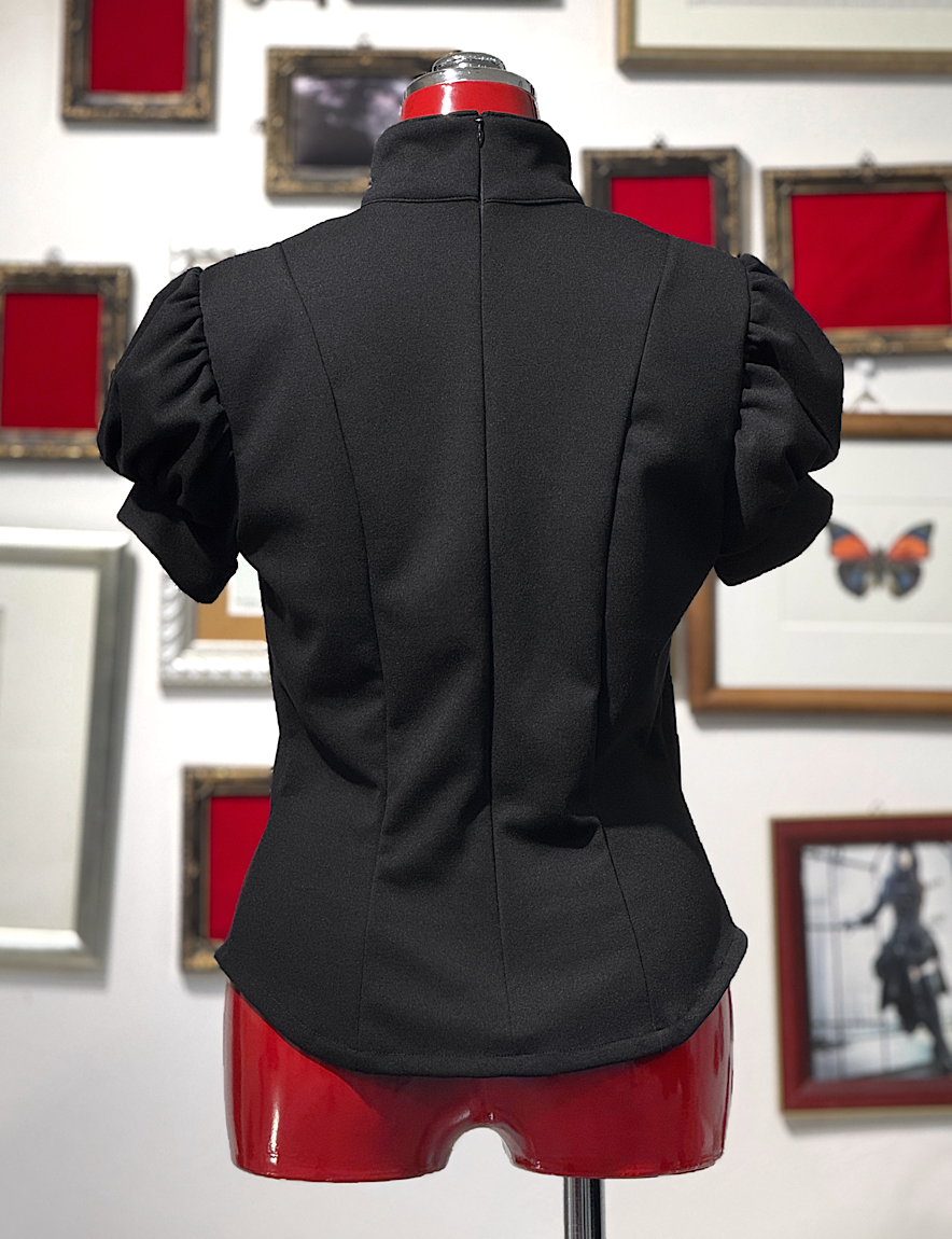 【Na+H】エヌエープラスエイチ ギプスカットソー(パフスリーブ/黒)◆hm