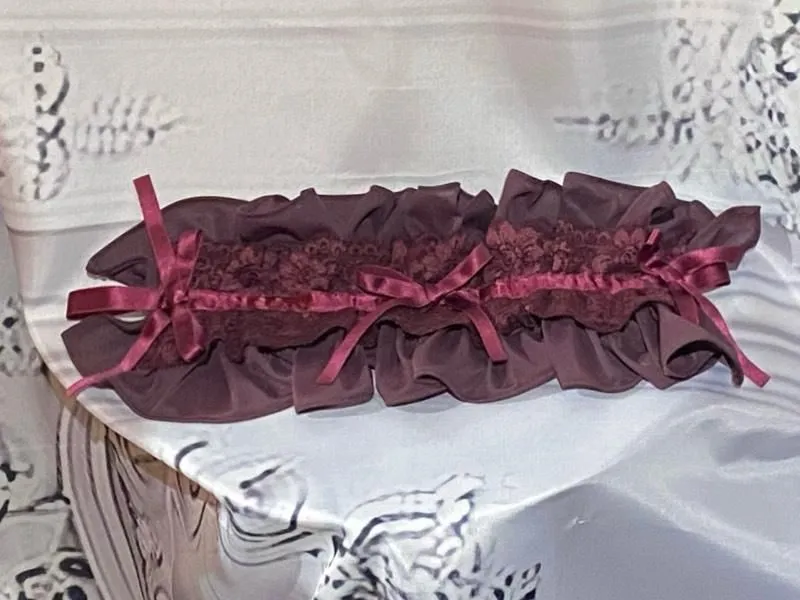 【MARBLE】マーブル ボリュームフリル&レースヘッドドレス:えんじレース×えんじリボン