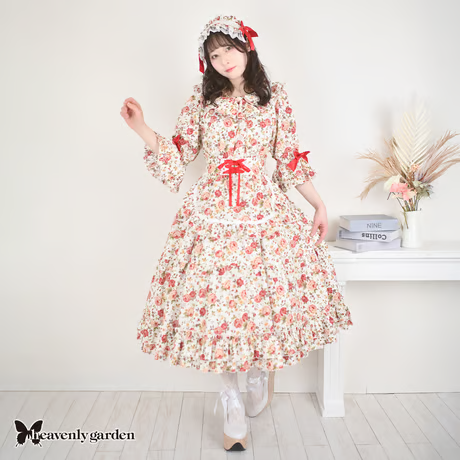 【heavenly garden】헤븐리 가든 로즈 러플 살롱 드레스 레드