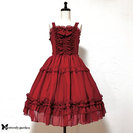 【heavenly garden】heavenly garden雪纺连身裙红色