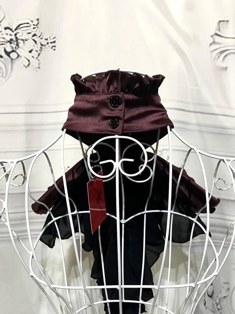 【MARBLE】マーブル ゴシック調ボリュームドレープタイ:えんじ×黒