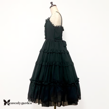 【heavenly garden】헤븐리 가든 쉬폰티아드 점퍼 스커트Black
