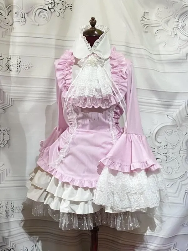 【MARBLE】マーブル リボンデコレーション・クラシックタイ付きサイドタックドレスワンピース:ピンク