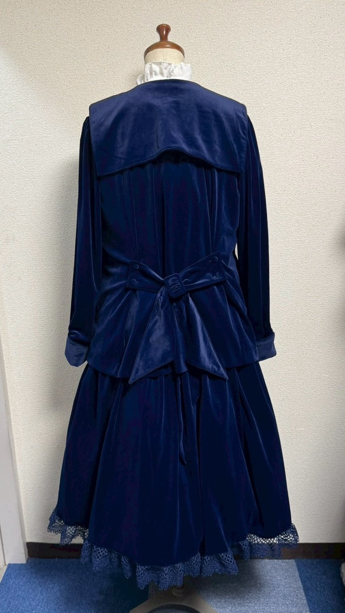 【Physical Drop】フィジカルドロップ 王冠刺繍別珍ジャンパースカート【紺】