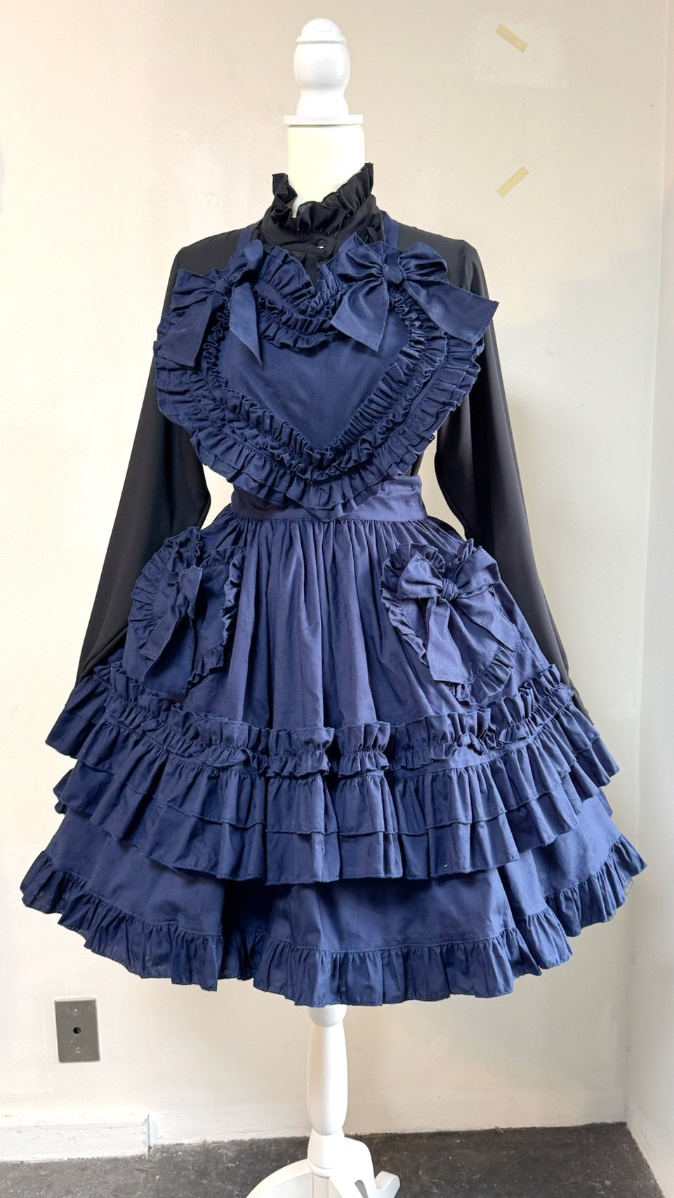 【Physical Drop】フィジカルドロップ ハートエプロン+スカートセット【紺】