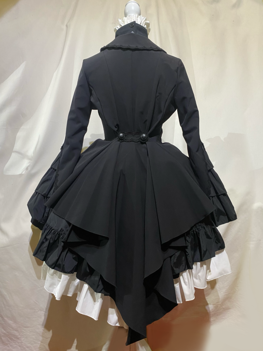 【MARBLE】マーブル ボリュームタイ付きブラウス付き風ジャケット:黒白◆L~LLサイズ◆