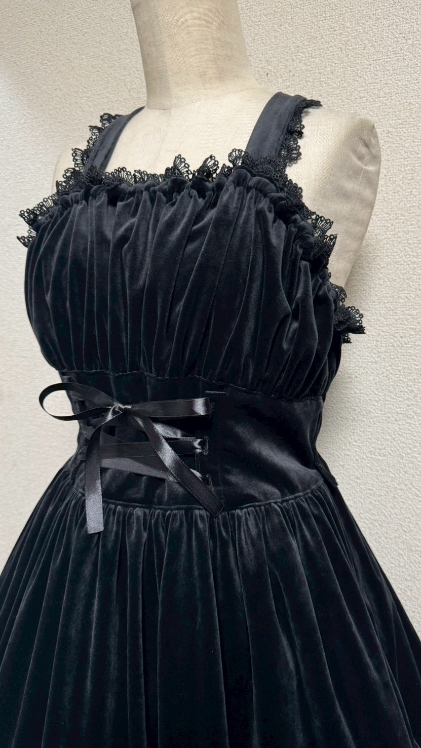 【Physical Drop】フィジカルドロップ 王冠刺繍別珍ジャンパースカート【黒】