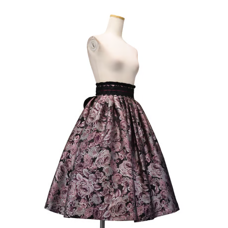 【Sheglit】シェグリット "Del Fiore"ジャガードスカート ボルドー/ブラウン/ブラック