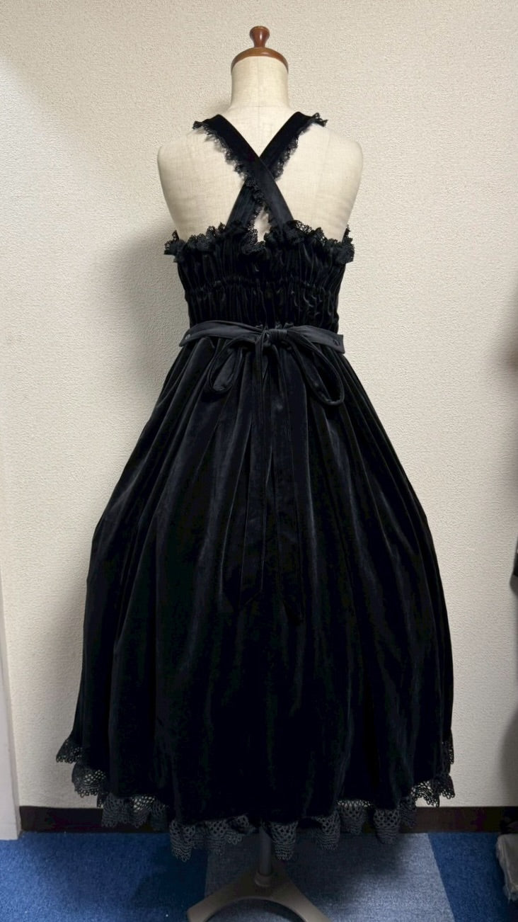 【Physical Drop】フィジカルドロップ 王冠刺繍別珍ジャンパースカート【黒】