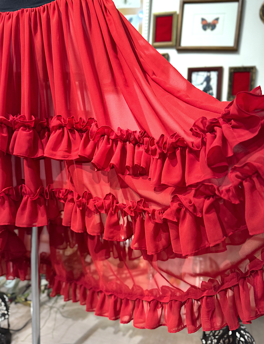 【Na+H】エヌエープラスエイチ mirrorシフォンスカート(赤)