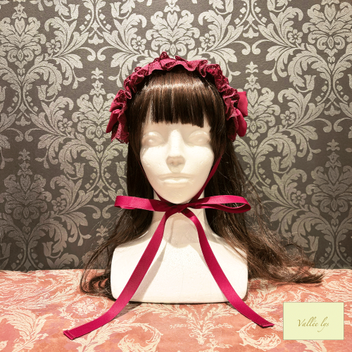 【Vallée lys】ヴァレリス Lace Enchantment Headdress White/Ivory/Wine/Purple/Navy/新色Green/Black×White/Black