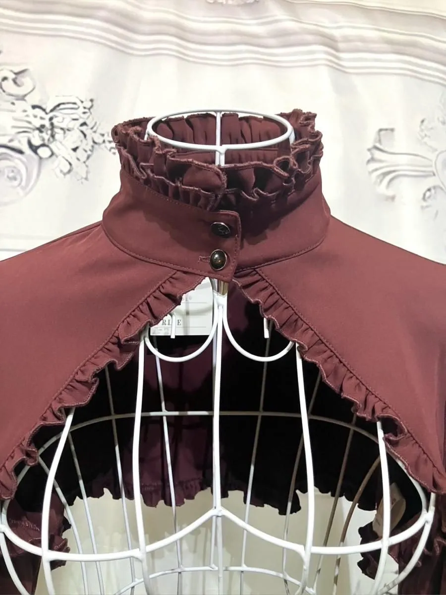 【MARBLE】マーブル 配色切り替えデコラティブワンピース:えんじワンピース×えんじボレロ