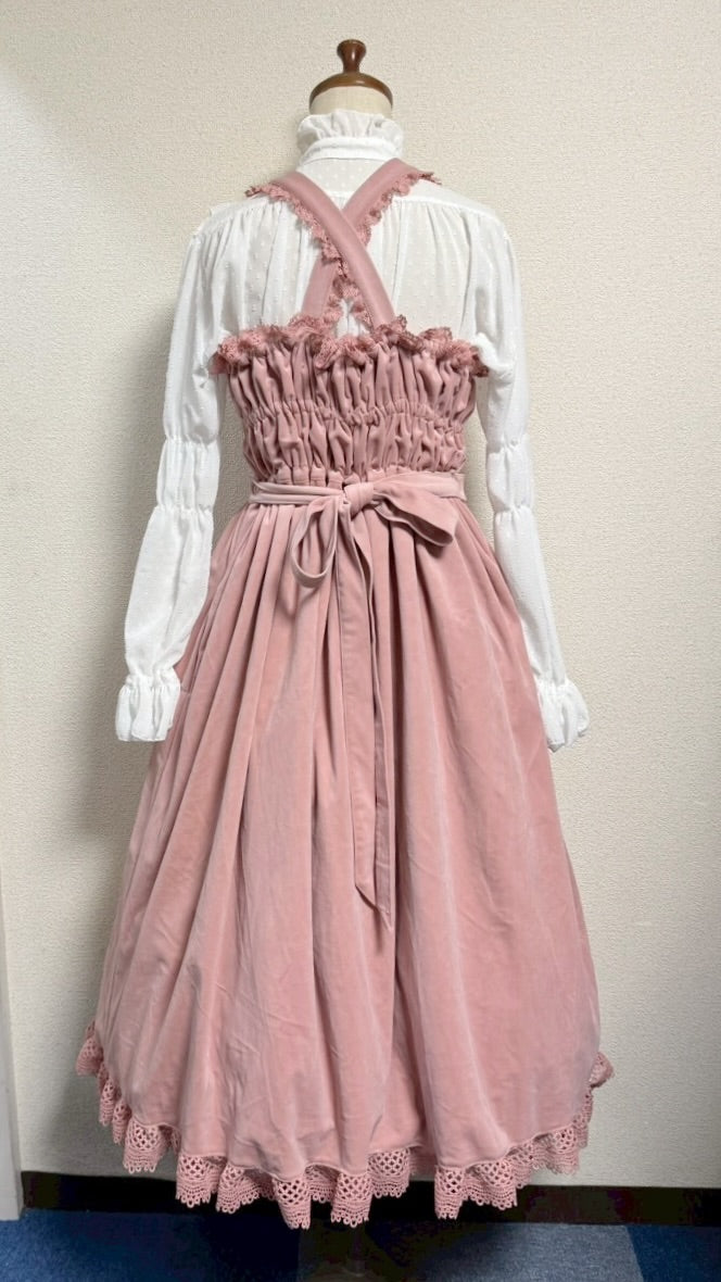 【Physical Drop】フィジカルドロップ 王冠刺繍別珍ジャンパースカートピンク】