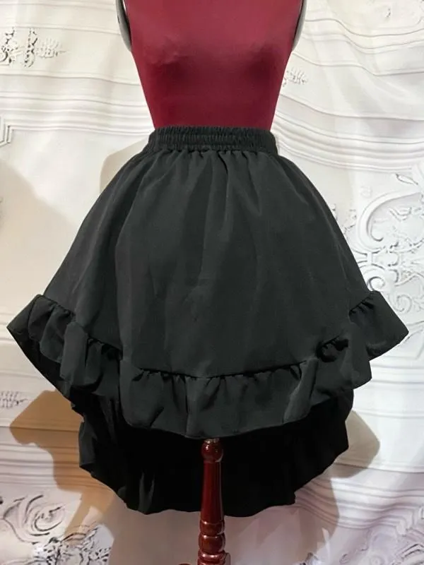 【MARBLE】マーブル 前ミニ後ひざ下スカート:黒◆M~LLサイズ◆