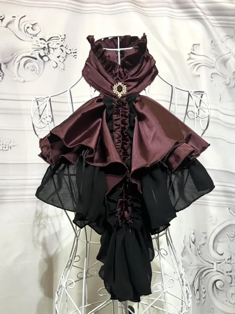 【MARBLE】マーブル ゴシック調ボリュームドレープタイ:えんじ×黒