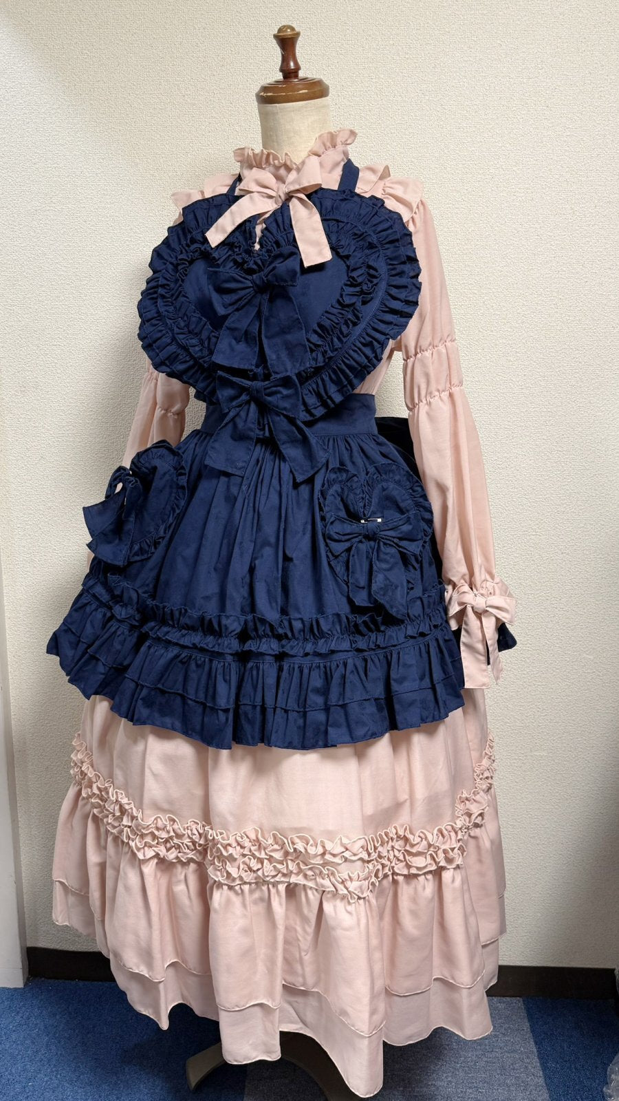 【Physical Drop】フィジカルドロップ ハートエプロン+スカートセット【紺】