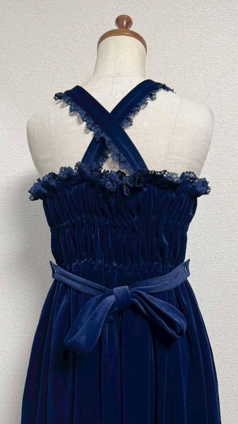 【Physical Drop】フィジカルドロップ 王冠刺繍別珍ジャンパースカート【紺】