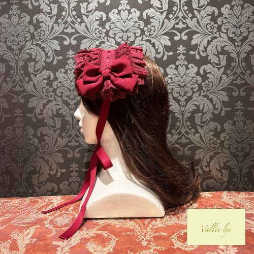 【Vallée lys】ヴァレリス Lace Enchantment Headdress White/Ivory/Wine/Purple/Navy/新色Green/Black×White/Black