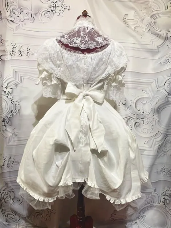 【MARBLE】大理石蕾丝领口宽松连衣裙:白×白
